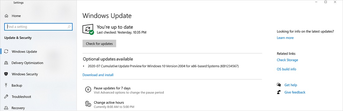 Windows 10 optional updates