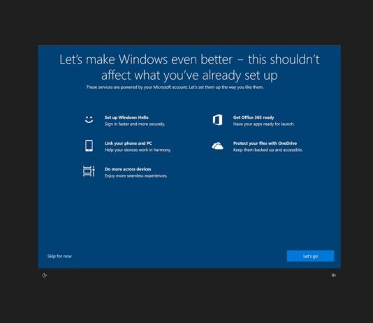 Windows 10 setup prompt