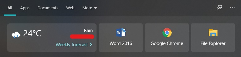 Windows Search Weather