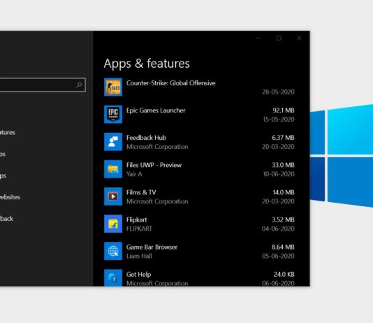 Windows apps and features