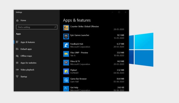 Windows apps and features