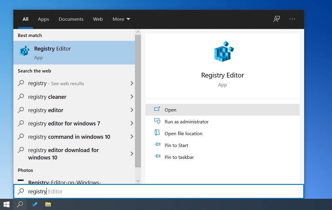 Open Registry Editor