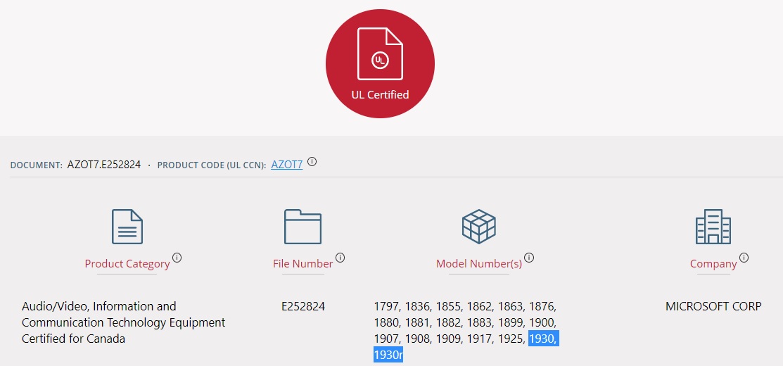 Surface Duo UL certification