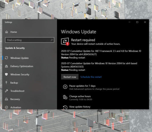 Windows 10 July 2020 Update