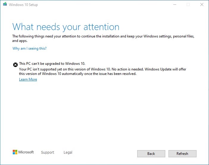 Windows 10 Update Assistant block