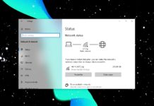 Windows 10 network status page