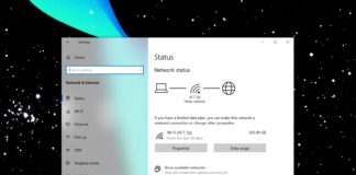 Windows 10 network status page