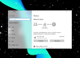 Windows 10 network status page