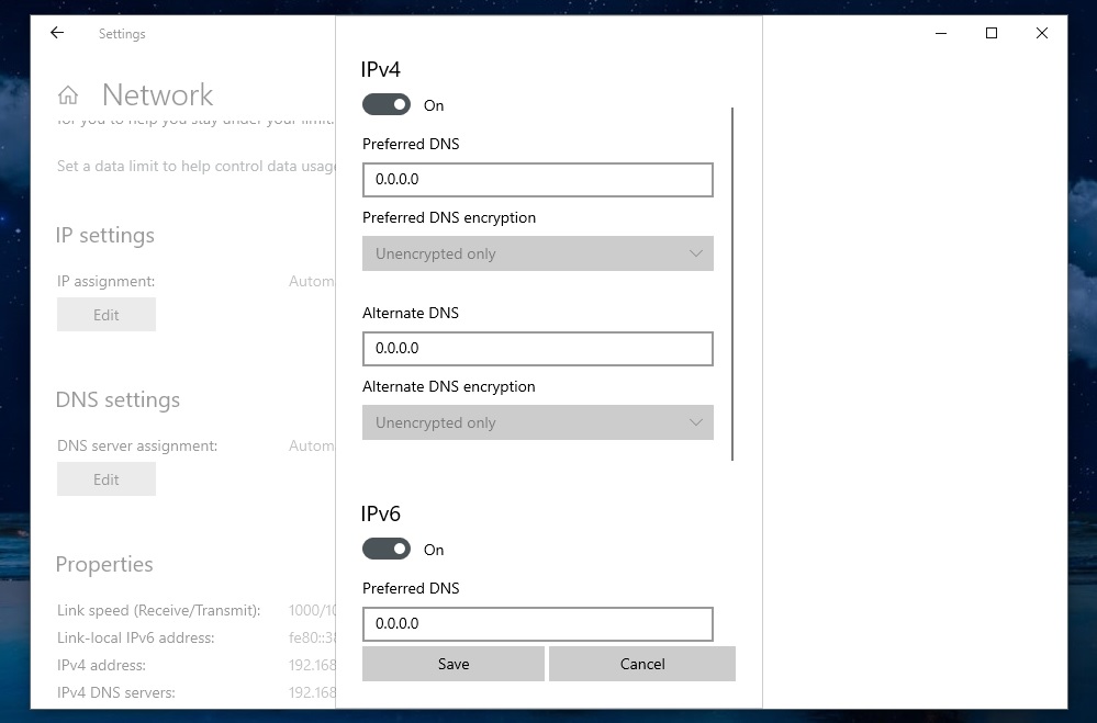 DNS settings