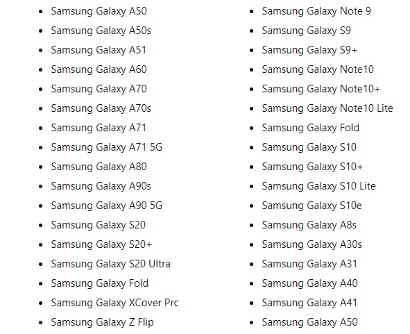 Galaxy phones supported