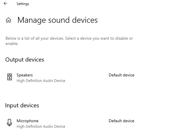 Manage sound devices