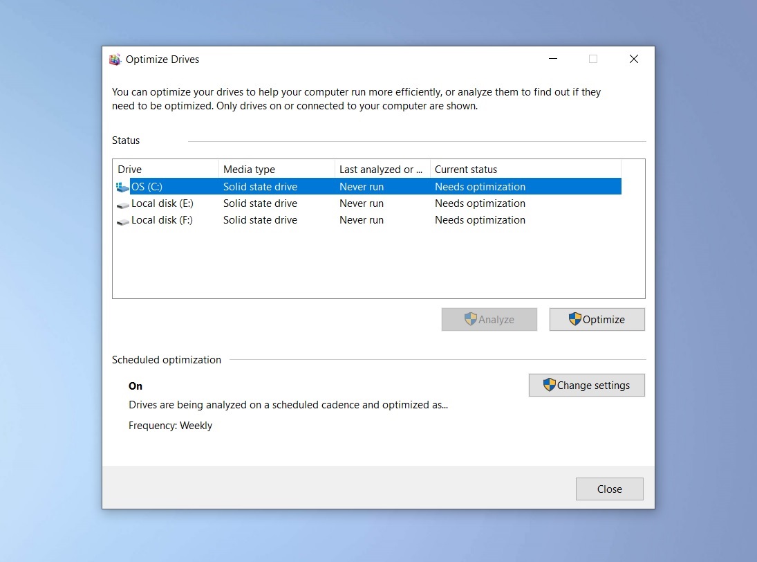 windows 10 defrag optimization not available windows 10 defrag optimization not available