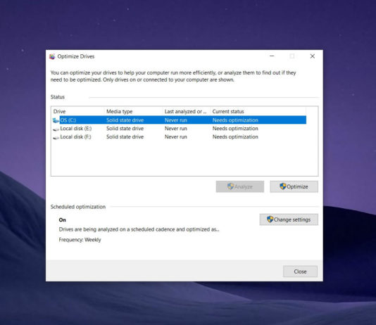 Windows 10 Drive Optimizer