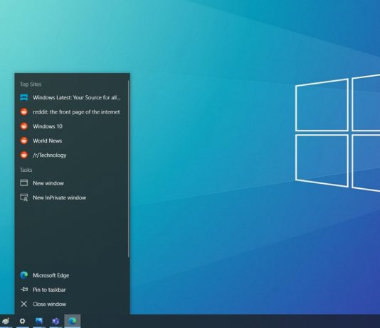Windows 10 Jump List