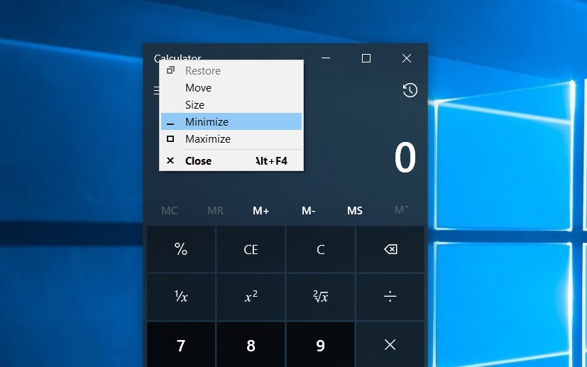 Calculator window