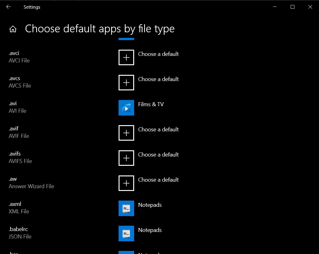 Choose default apps