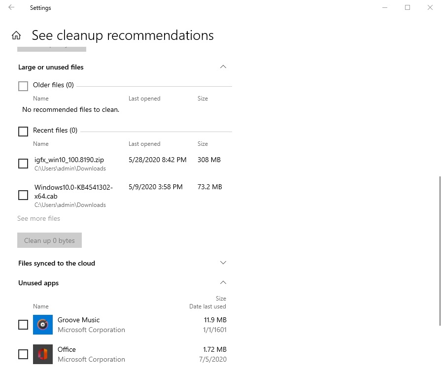 Cleanup recommendations