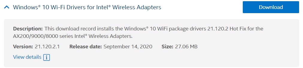 Intel WiFi driver update