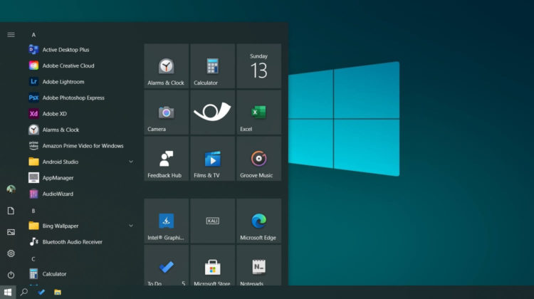 New Start Menu in dark theme