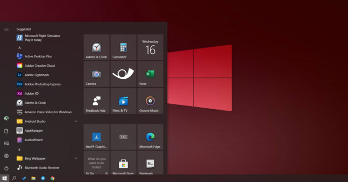 Windows 10 20H2 Start Menu