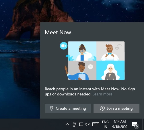 Windows 10 Meet Now