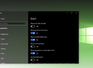 Windows 10 Start Menu settings