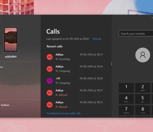 Windows 10 Your Phone streaming