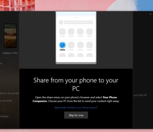 Windows 10 content sharing