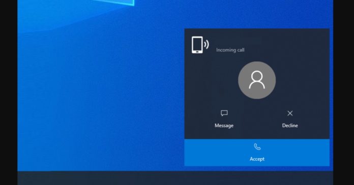 Windows 10 phone calls screen