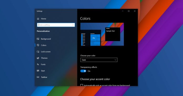 Windows 10 theme setting