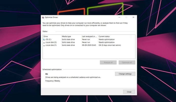 Windows Optimize Drives Tool