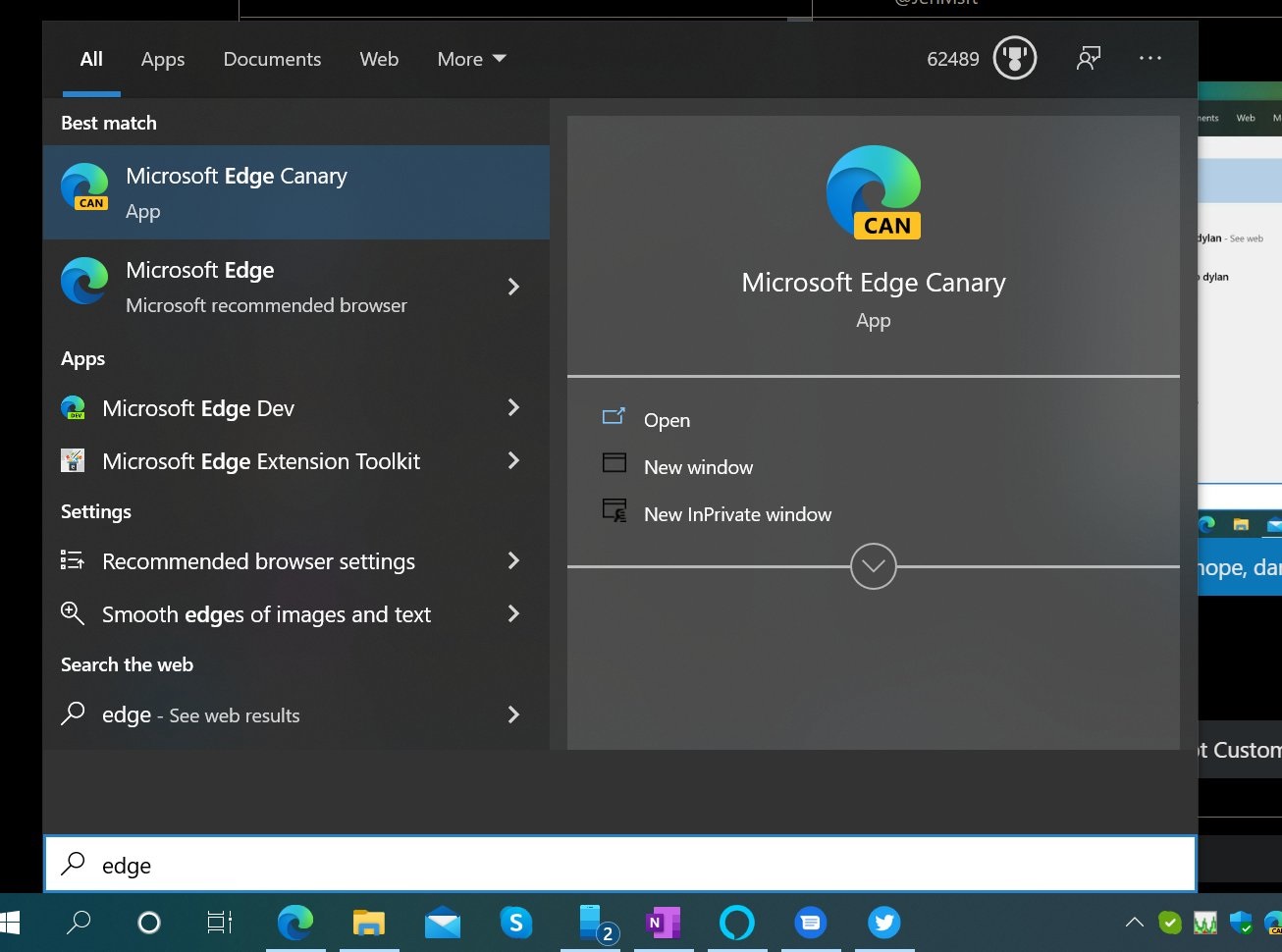 Windows Search dark mode