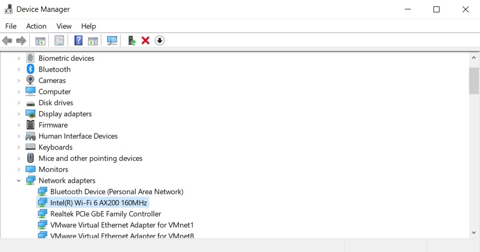 Wireless adapter in Device Manager