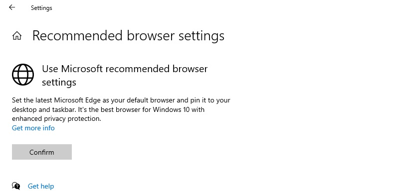 Browser settings