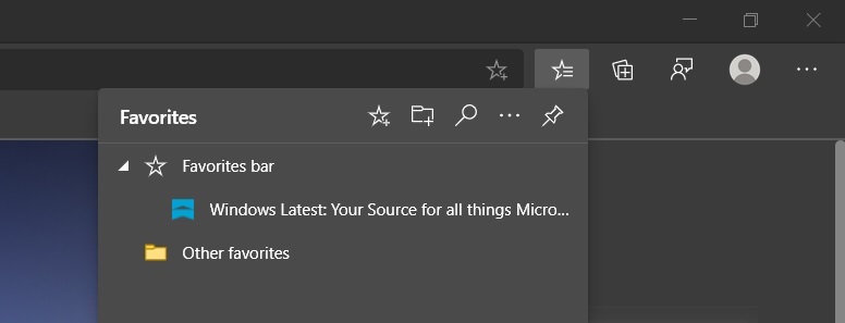 Edge Favorites menu