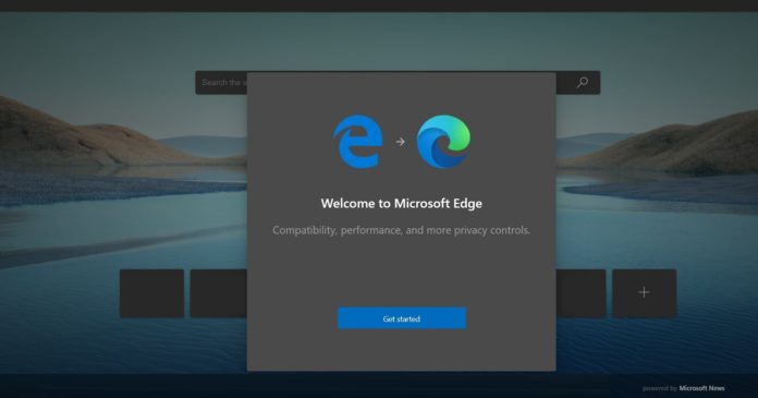 Microsoft Edge launch screen