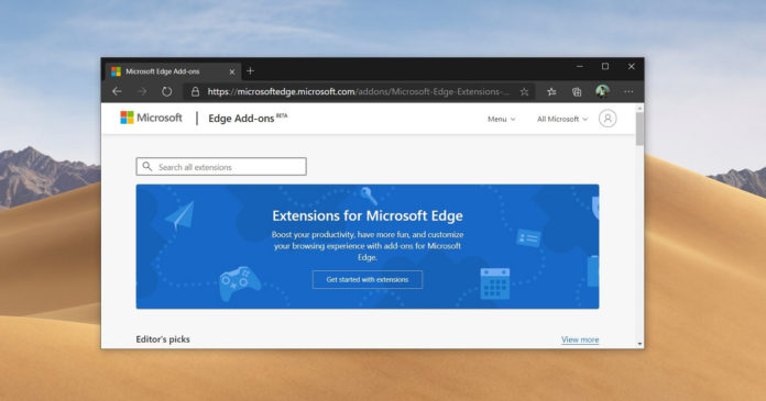 Microsoft Edge themes store