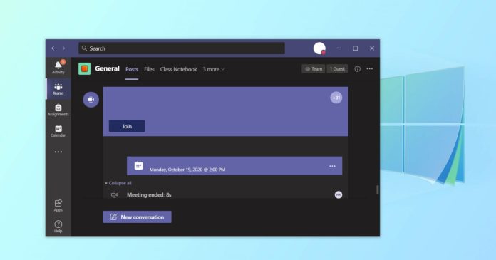 Microsoft Teams messaging screen