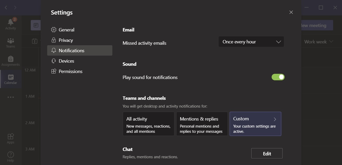 Microsoft Teams notification