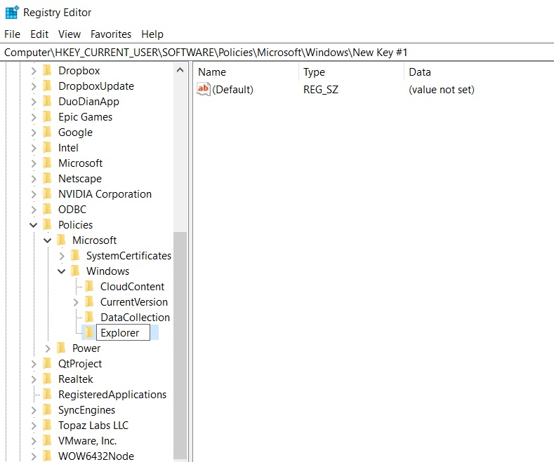 Registry Explorer folder