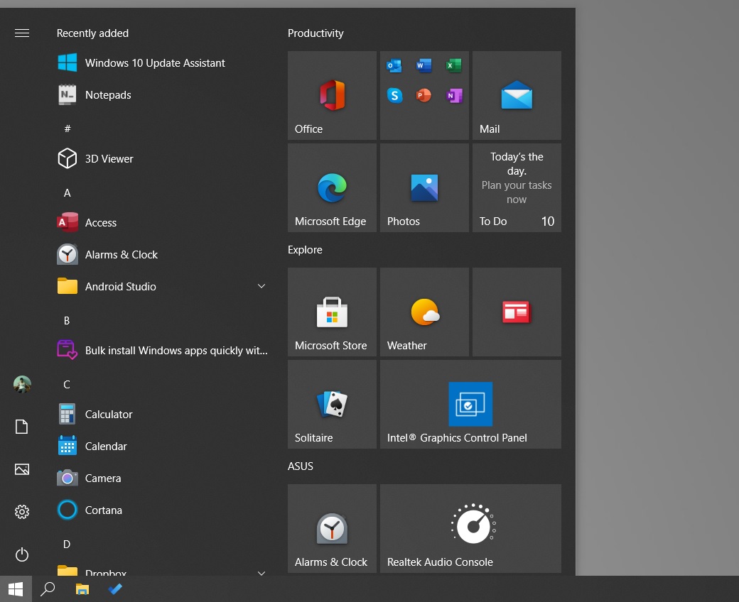 Start Menu tweaks