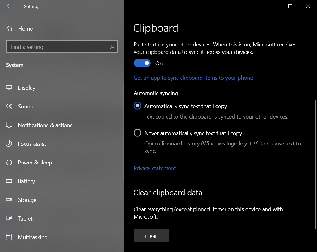 Windows 10 Clipboard