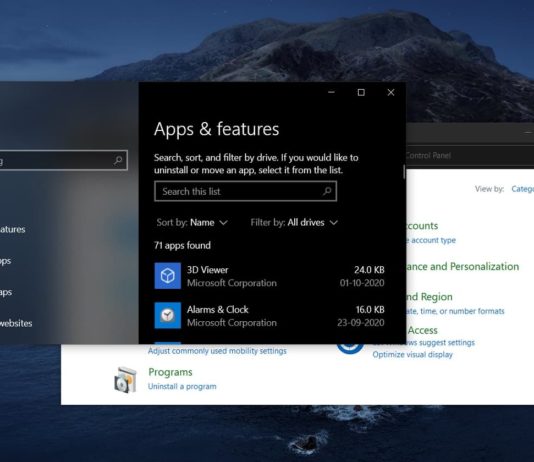 Windows 10 Control Panel app