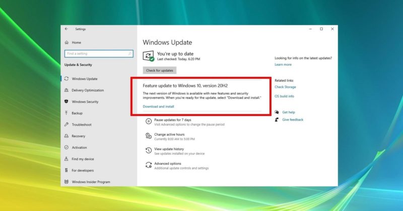 Windows 10 October 2020 Update could drop in the next few days