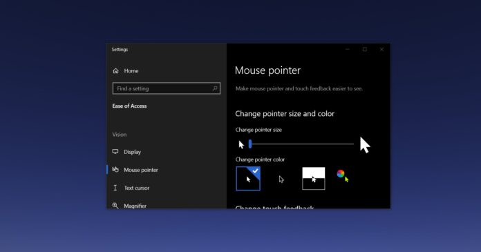 Windows 10 mouse pointer