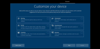 Windows 10 new OOBE screen