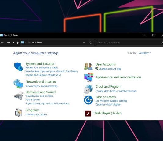 Windows Control Panel update