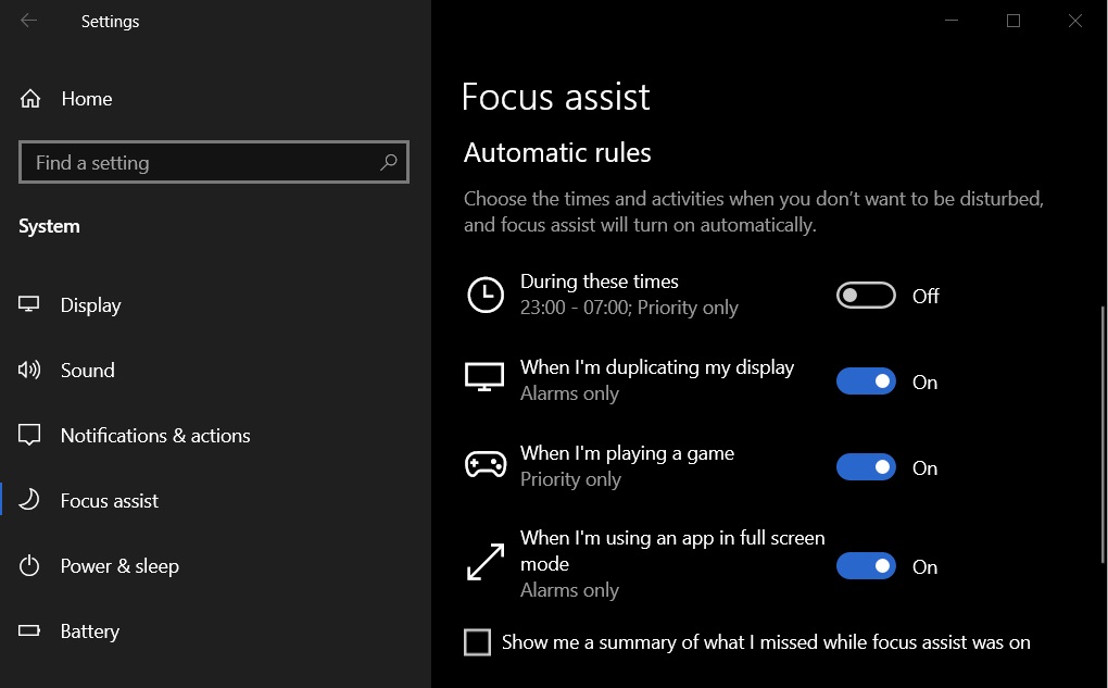 Windows Focus Assist