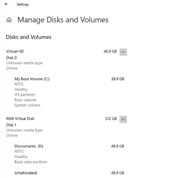 Manage disks and volumes