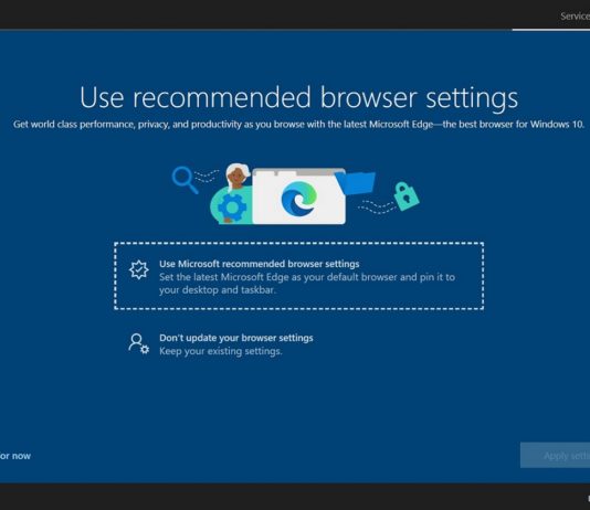Microsoft Edge advert in Windows 10